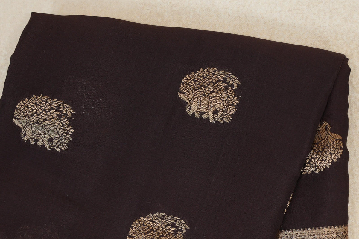 Coffee Bean Brown Mysore Silk Saree body