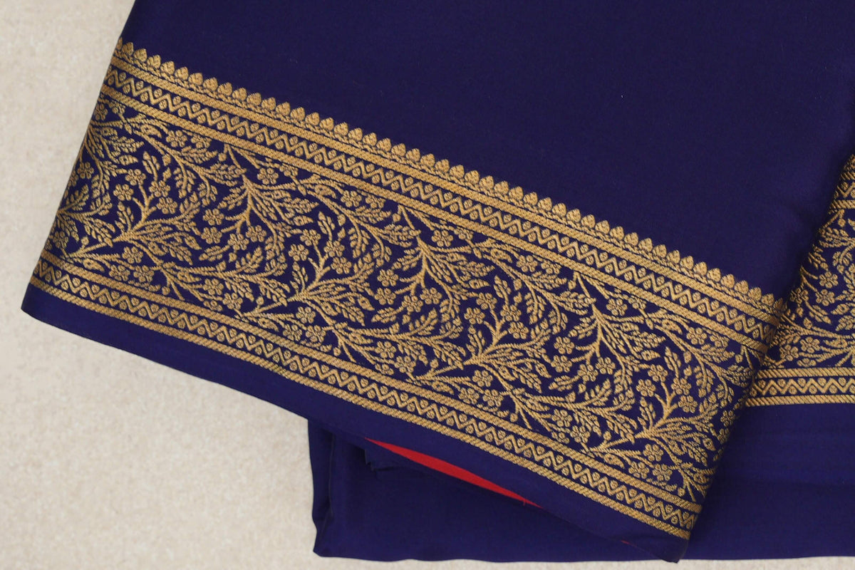 Deep Blue Mysore Silk Saree border