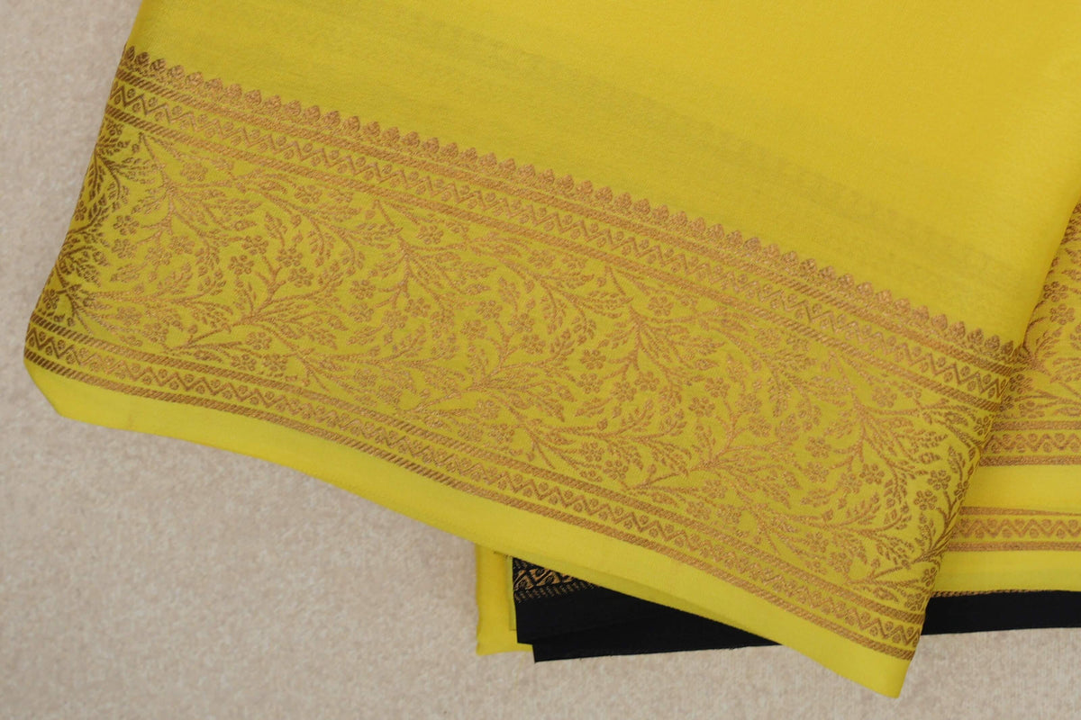 Lemon Yellow Mysore Silk Saree border