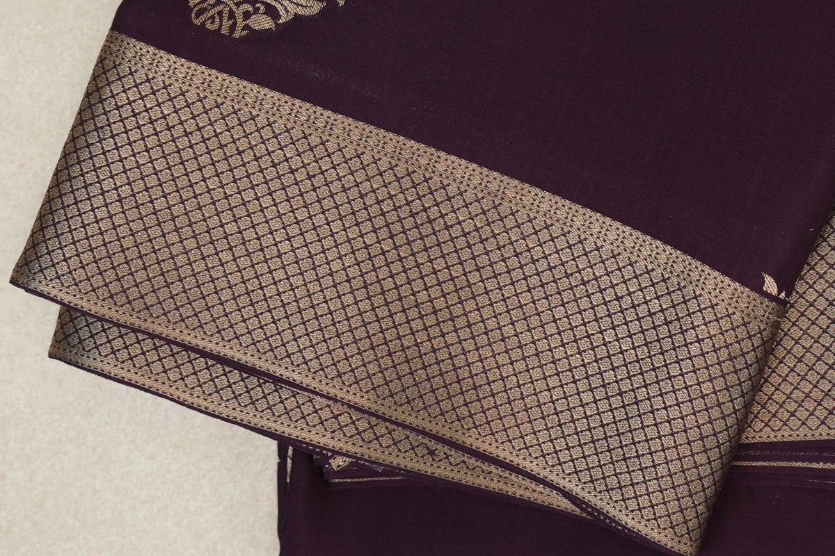 Deep Plum Purple Mysore Silk Saree border