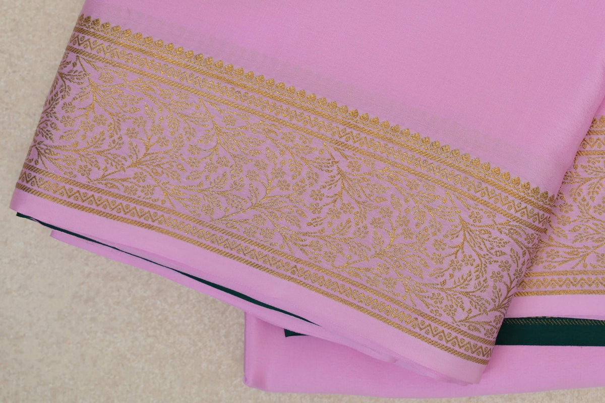 Pastel Pink Mysore Silk Saree border