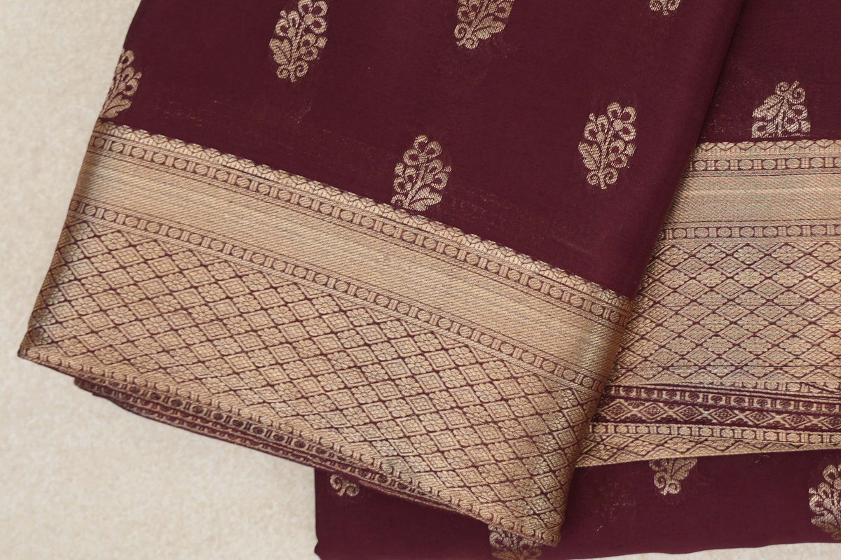 Wine Maroon Mysore Silk Saree border