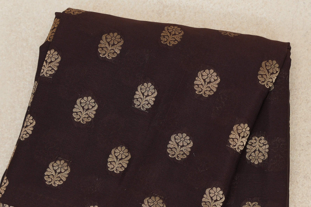 Deep Coffee Bean Brown Mysore Silk Saree body