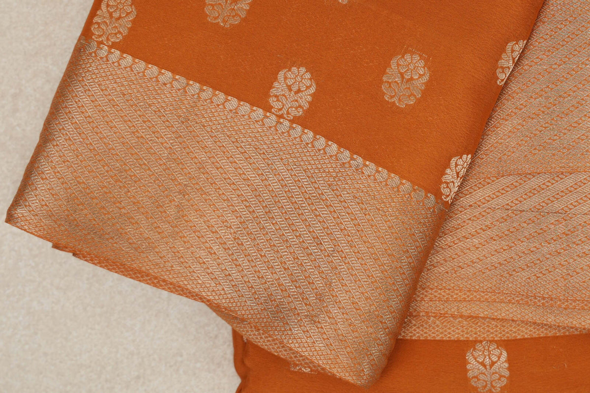 Mustard Orange Mysore Silk Saree border