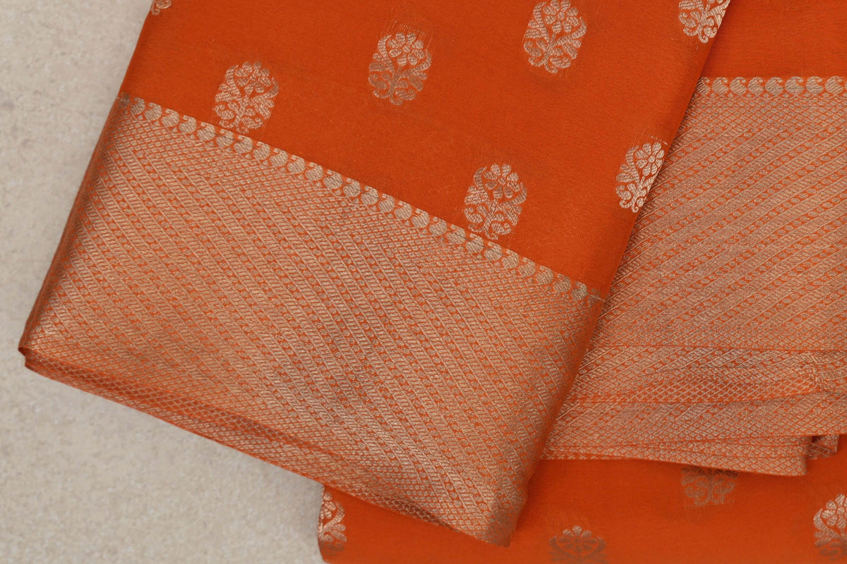 Burnt Orange Mysore Silk Saree border