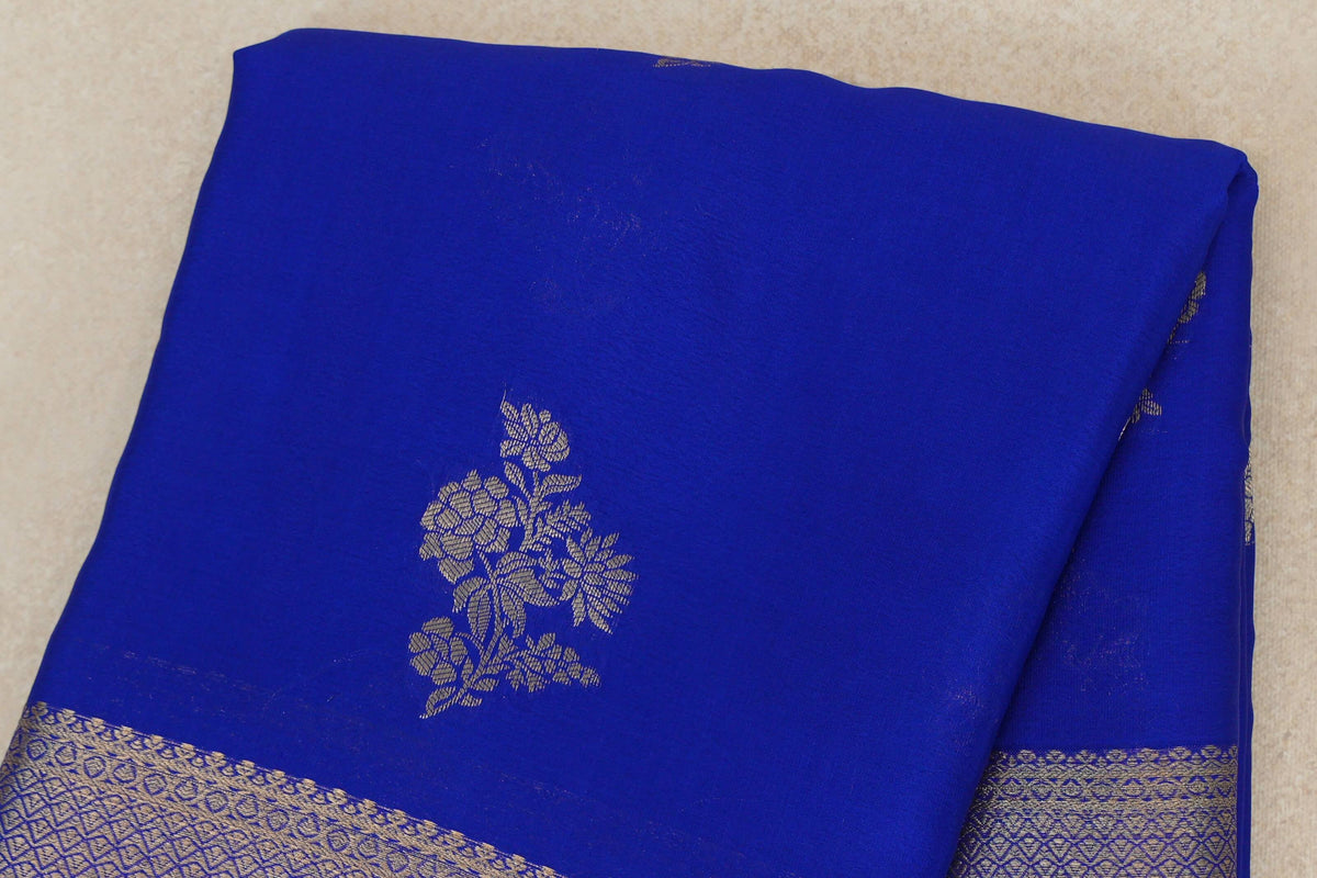 Bright Royal Blue Mysore Silk Saree body