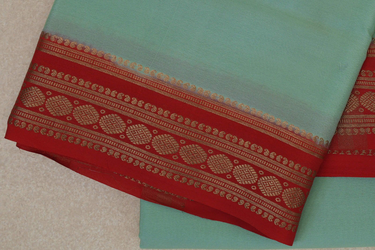 Mint Green Mysore Silk Saree border