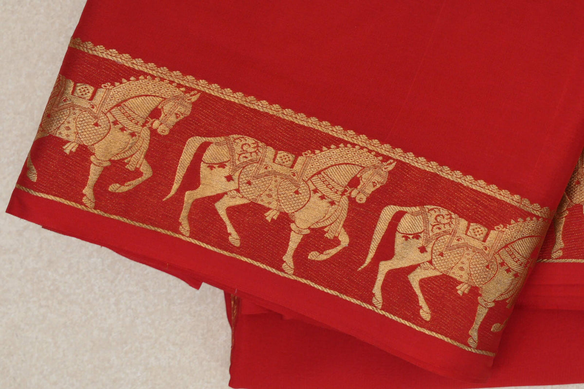 Tomato Red Mysore Silk Saree border