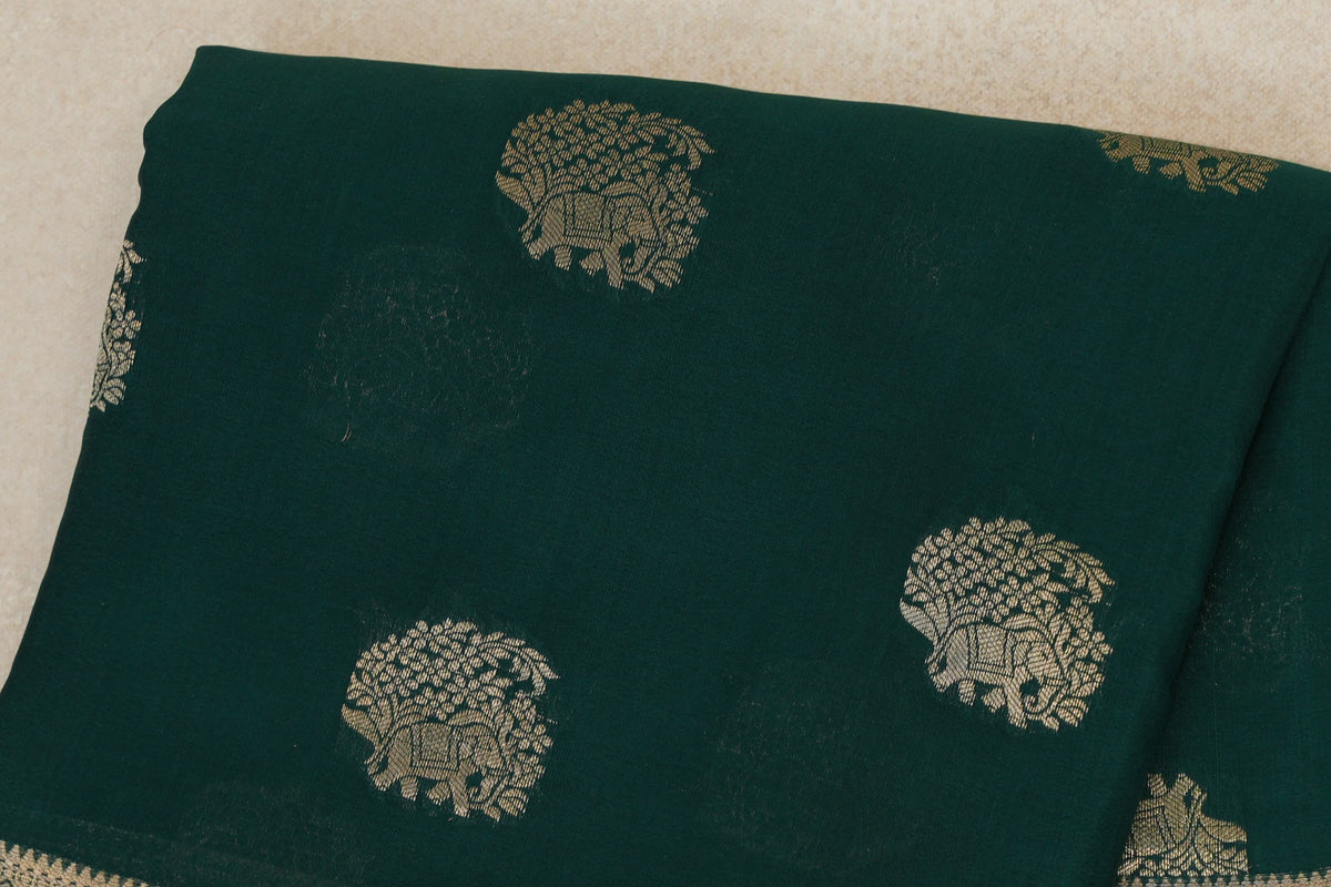 Bottle Green Mysore Silk Saree body