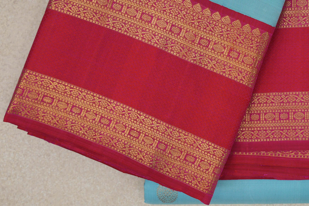 Sky Blue Vintage Kanjivaram Silk Saree border