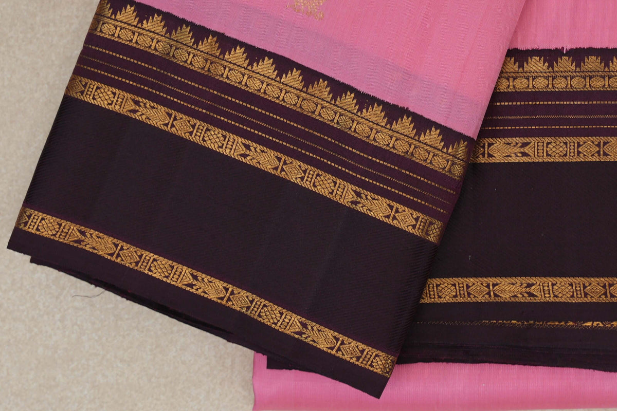 Pastel Pink Vintage Kanjivaram Silk Saree border