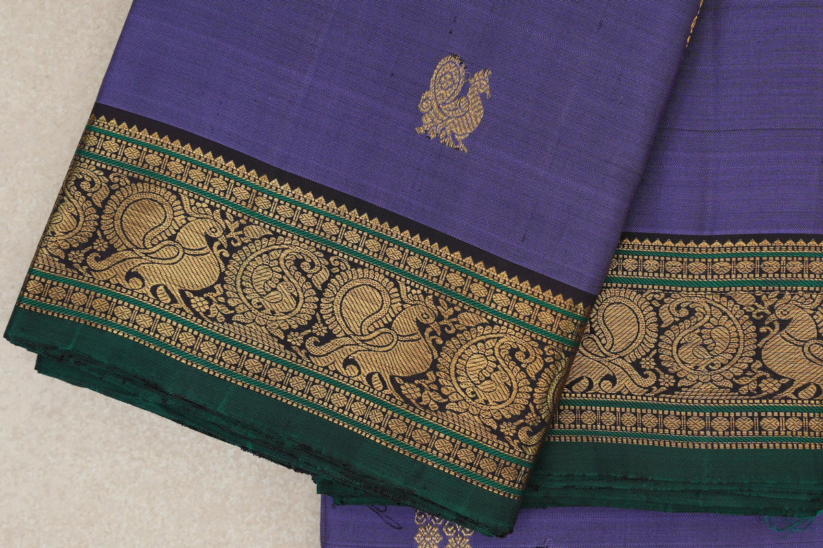 Dark Lavender Vintage Kanjivaram Silk Saree border