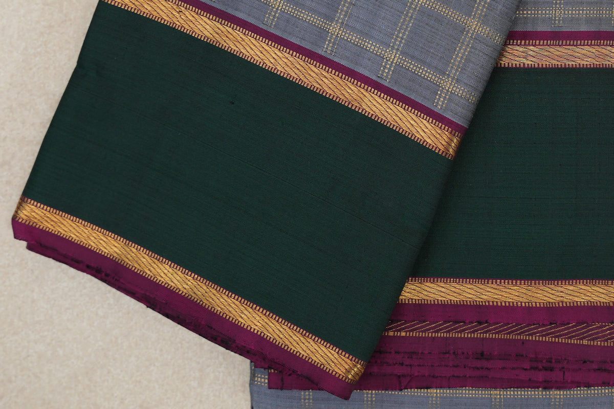 Silver Grey Vintage Kanjivaram Silk Saree border