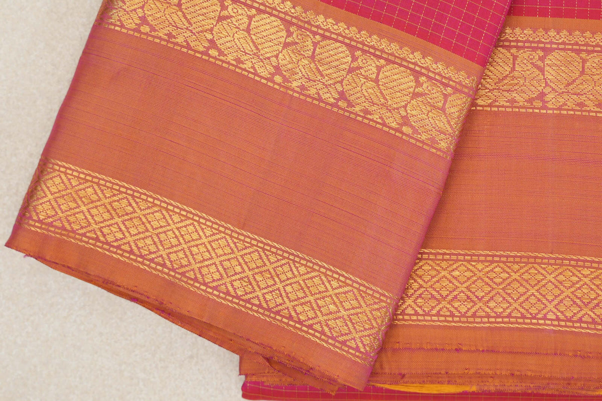Pinkish Orange Vintage Kanjivaram Silk Saree border