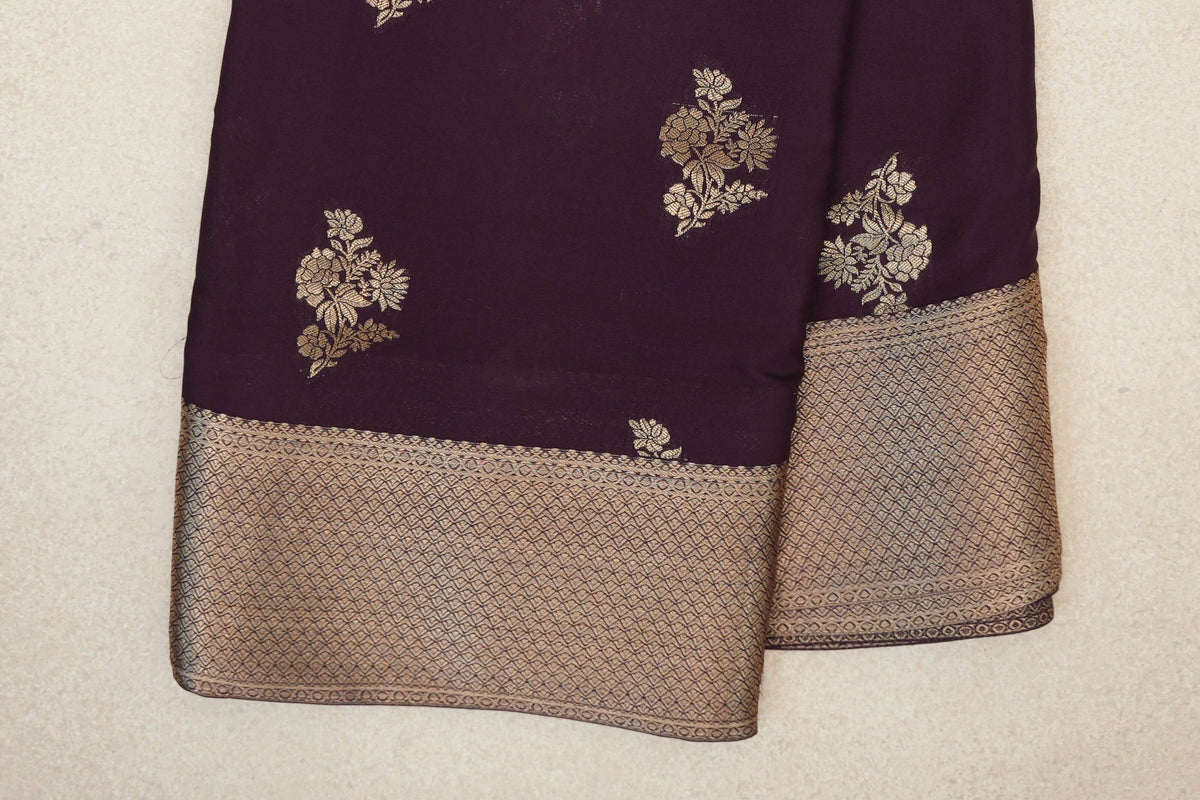 Deep Plum Purple Mysore Silk Saree border