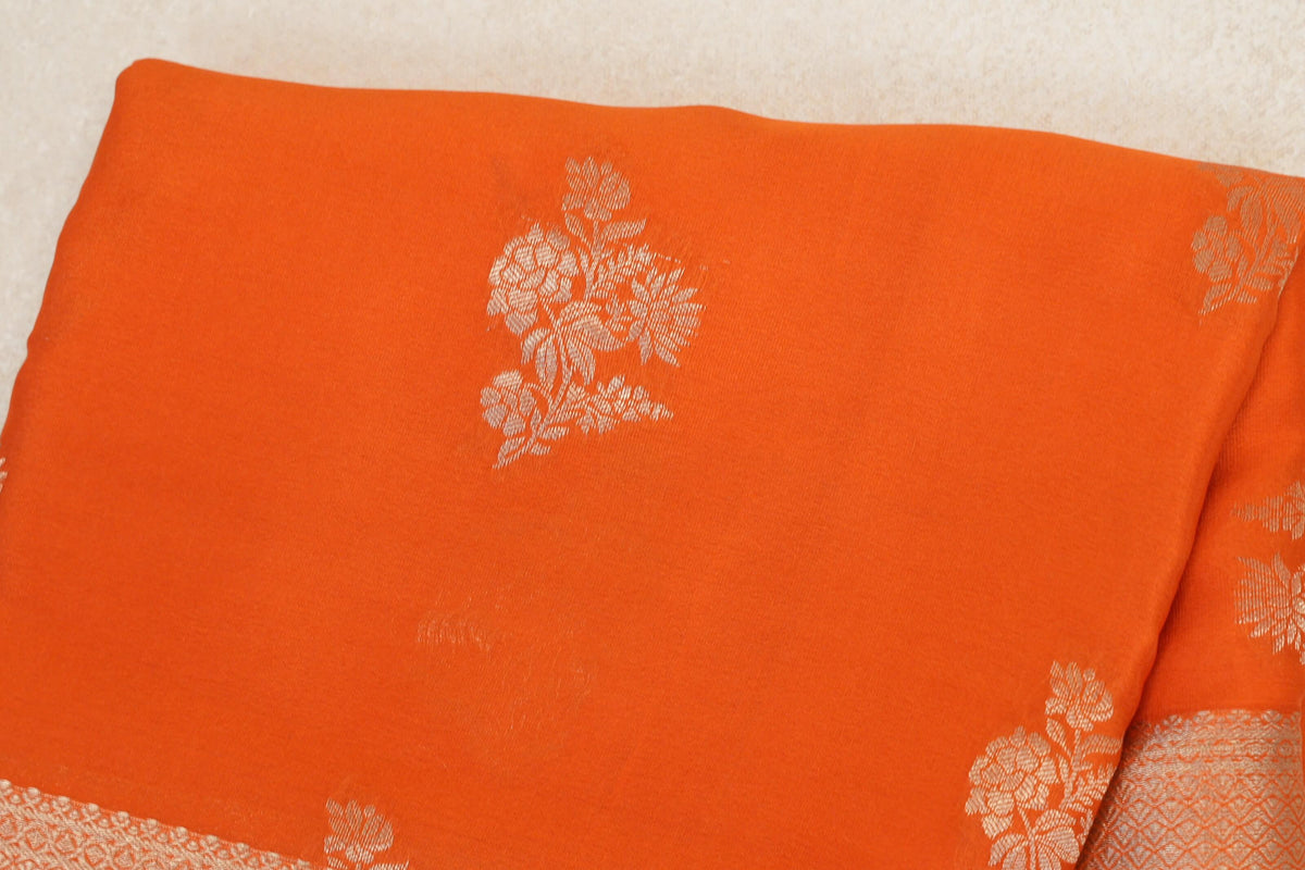 Bright Orange Mysore Silk Saree body