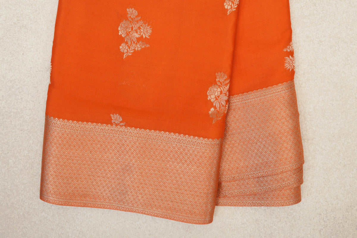 Bright Orange Mysore Silk Saree border