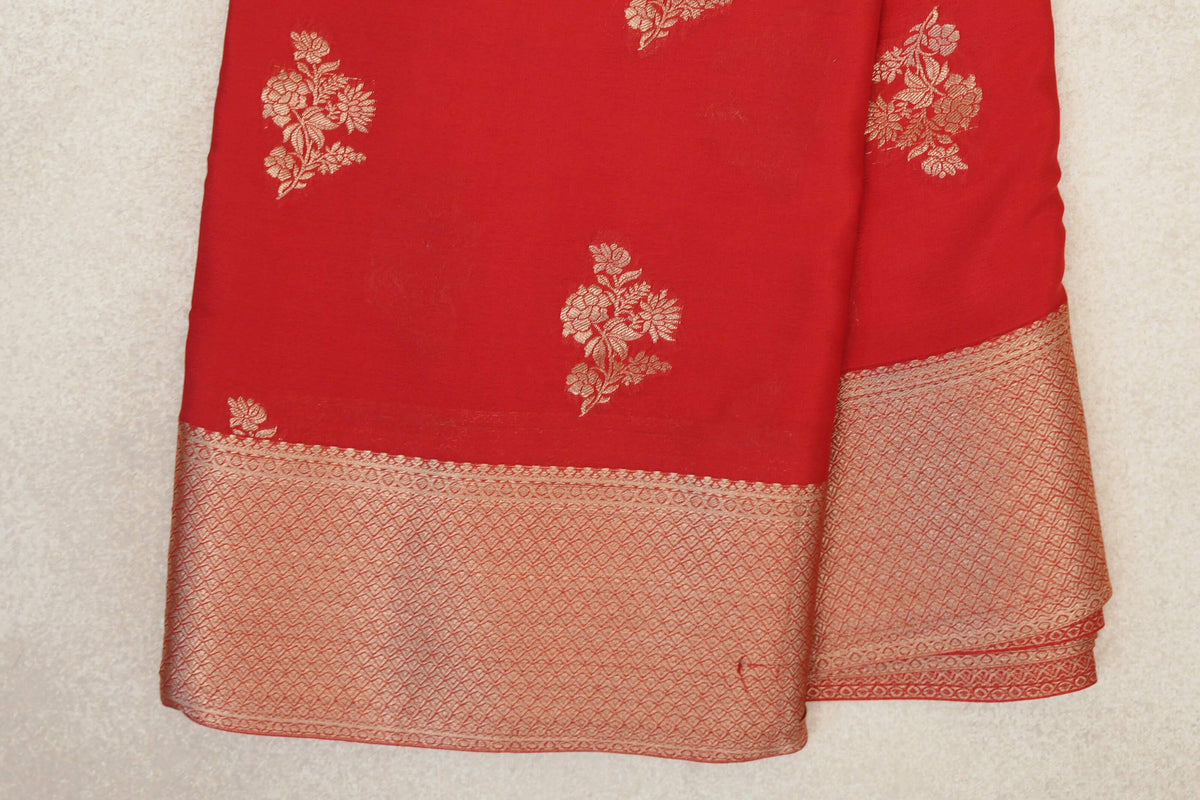 Bright Red Mysore Silk Saree border