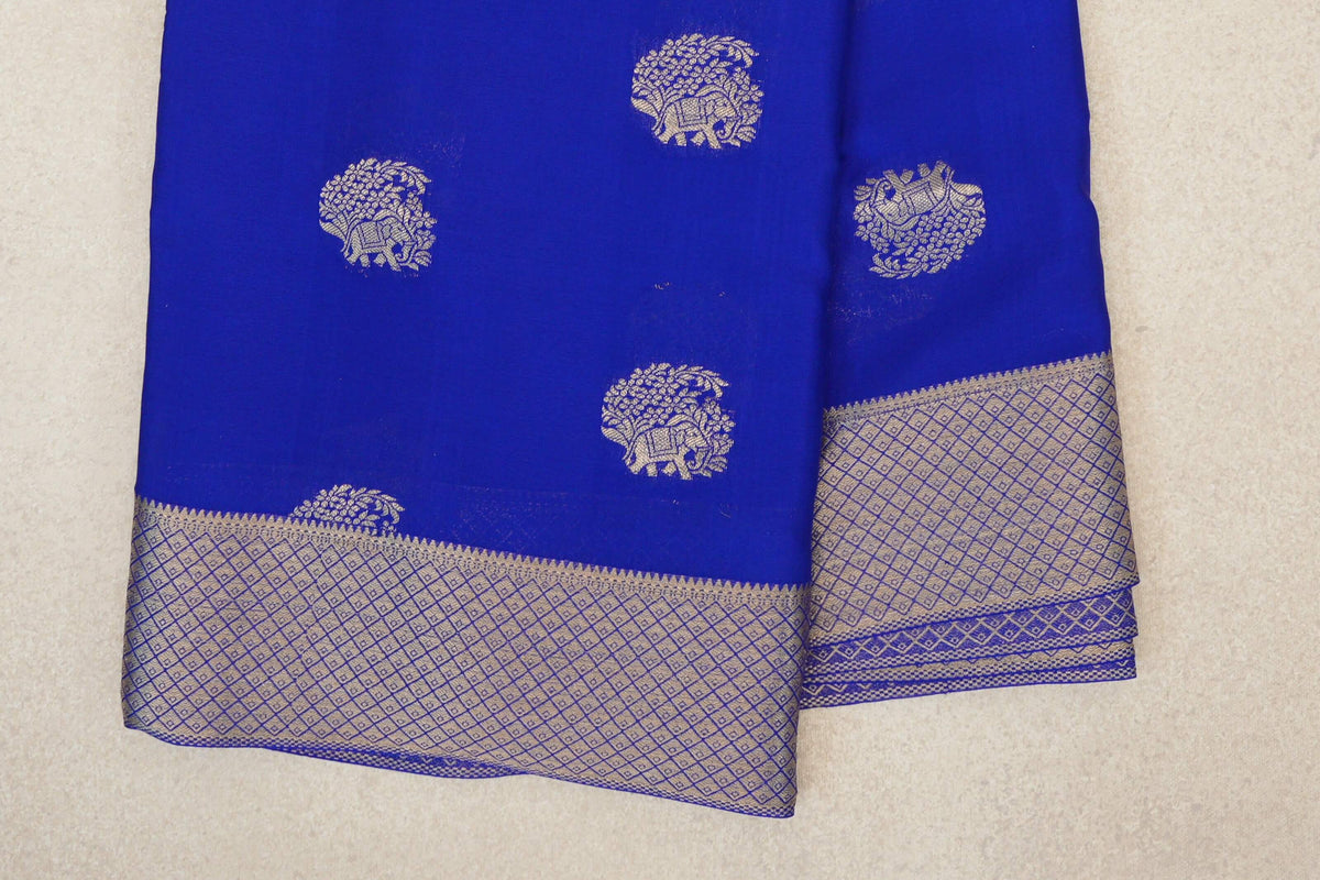 Bright Royal Blue Mysore Silk Saree border
