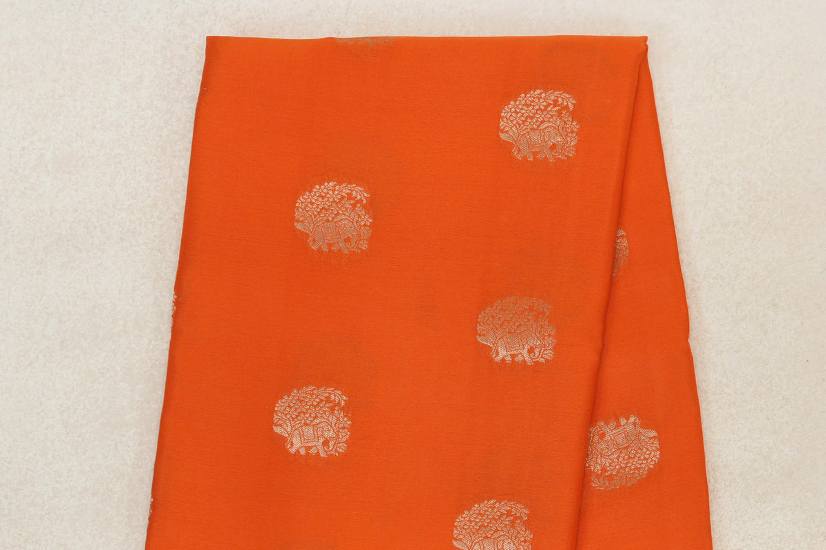 Bright Orange Mysore Silk Saree body