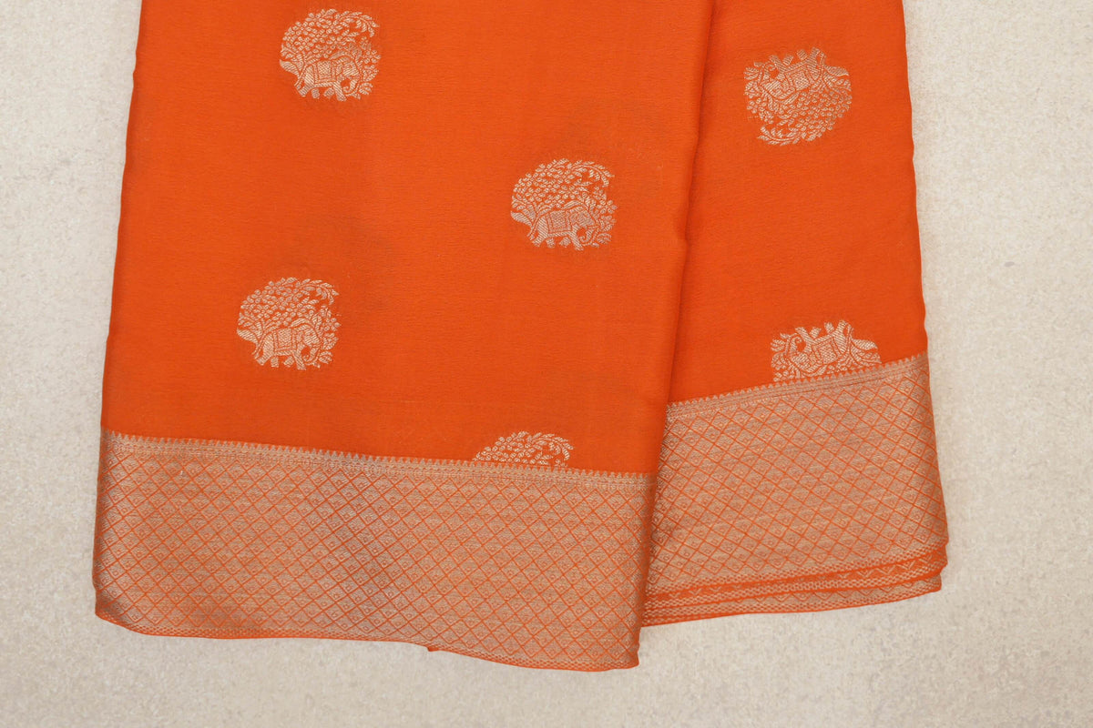 Bright Orange Mysore Silk Saree border
