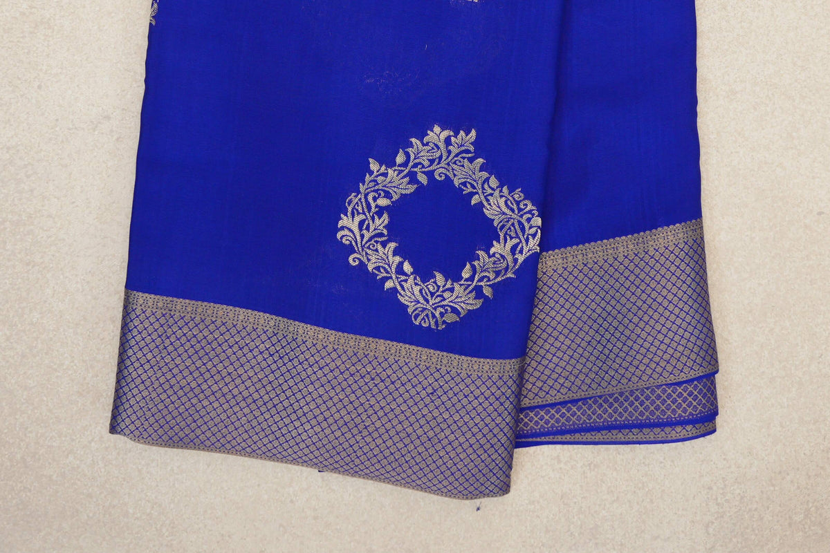 Bright Royal Blue Mysore Silk Saree border
