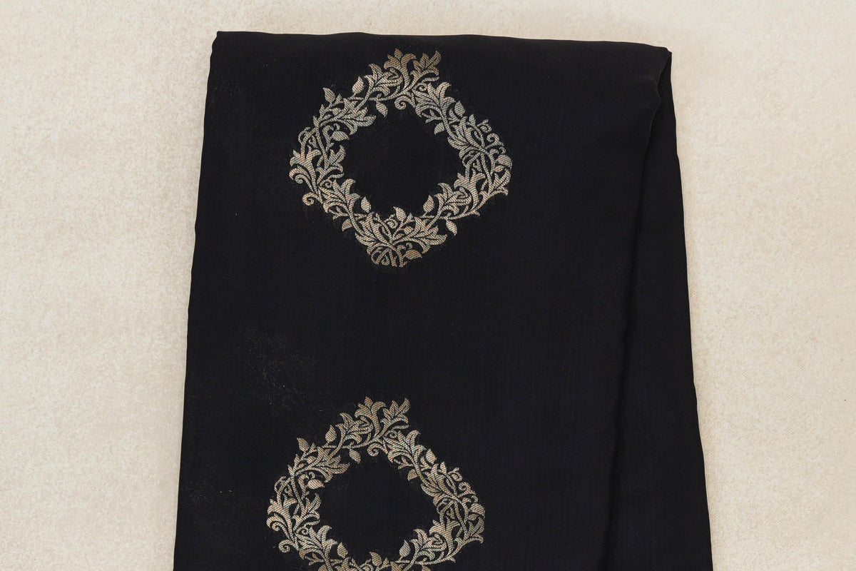 Jet Black Mysore Silk Saree body