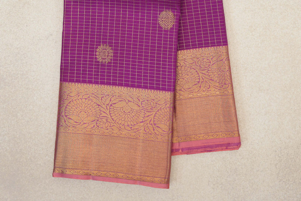 Deep Magenta Purple Vintage Kanjivaram Silk Saree border