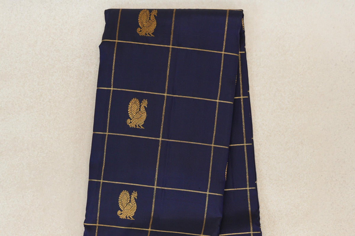 Deep Navy Blue Vintage Kanjivaram Silk Saree body