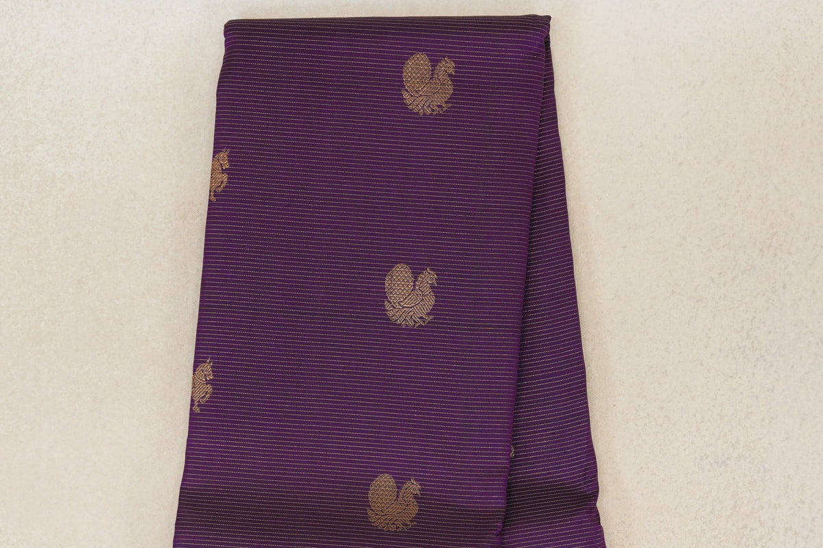 Deep Violet Purple Vaira Oosi Vintage Kanjivaram Silk Saree body