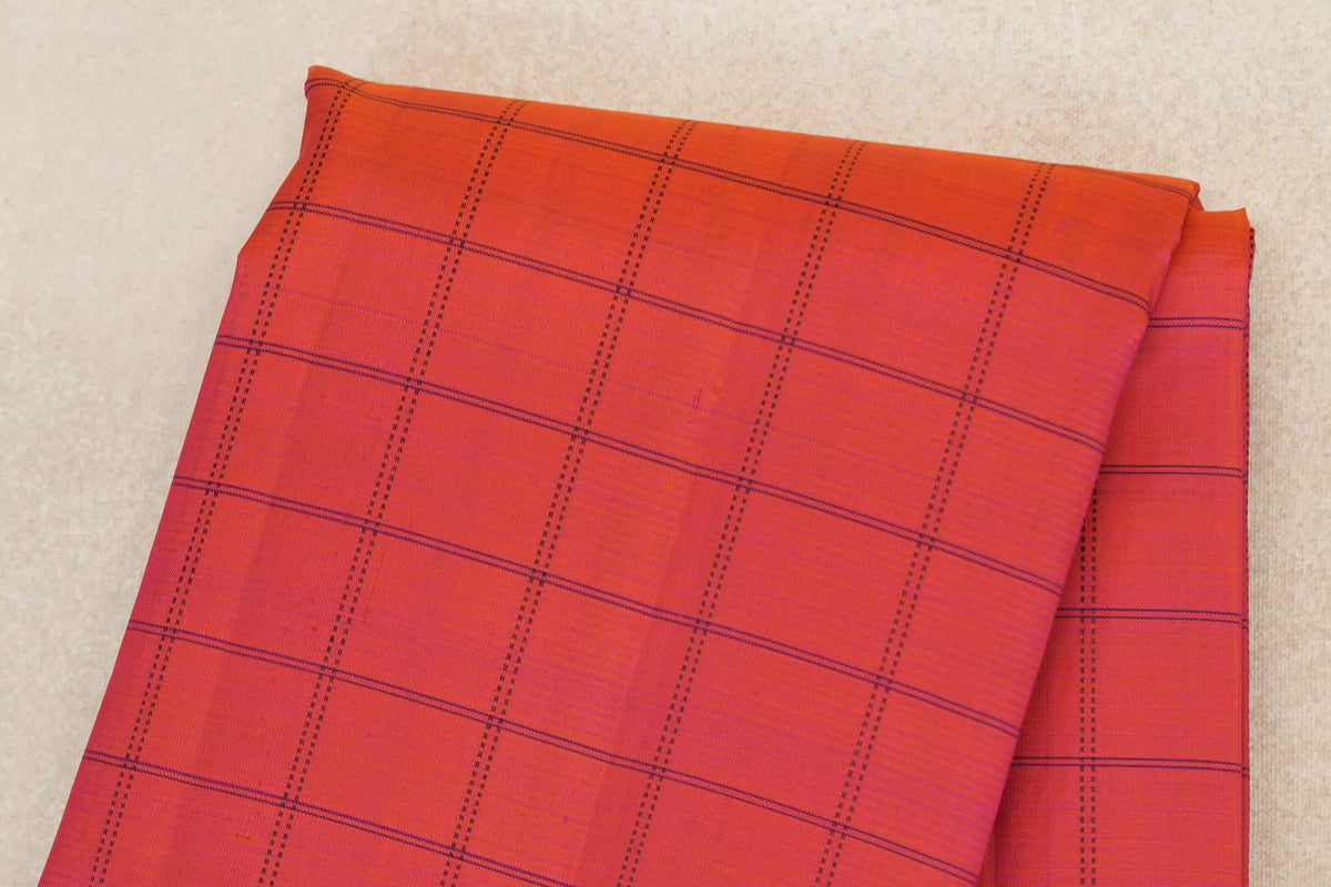 Dual Tone of Pink and Orange with Deep Magenta Borders Vintage Kanjivaram Silk Saree body