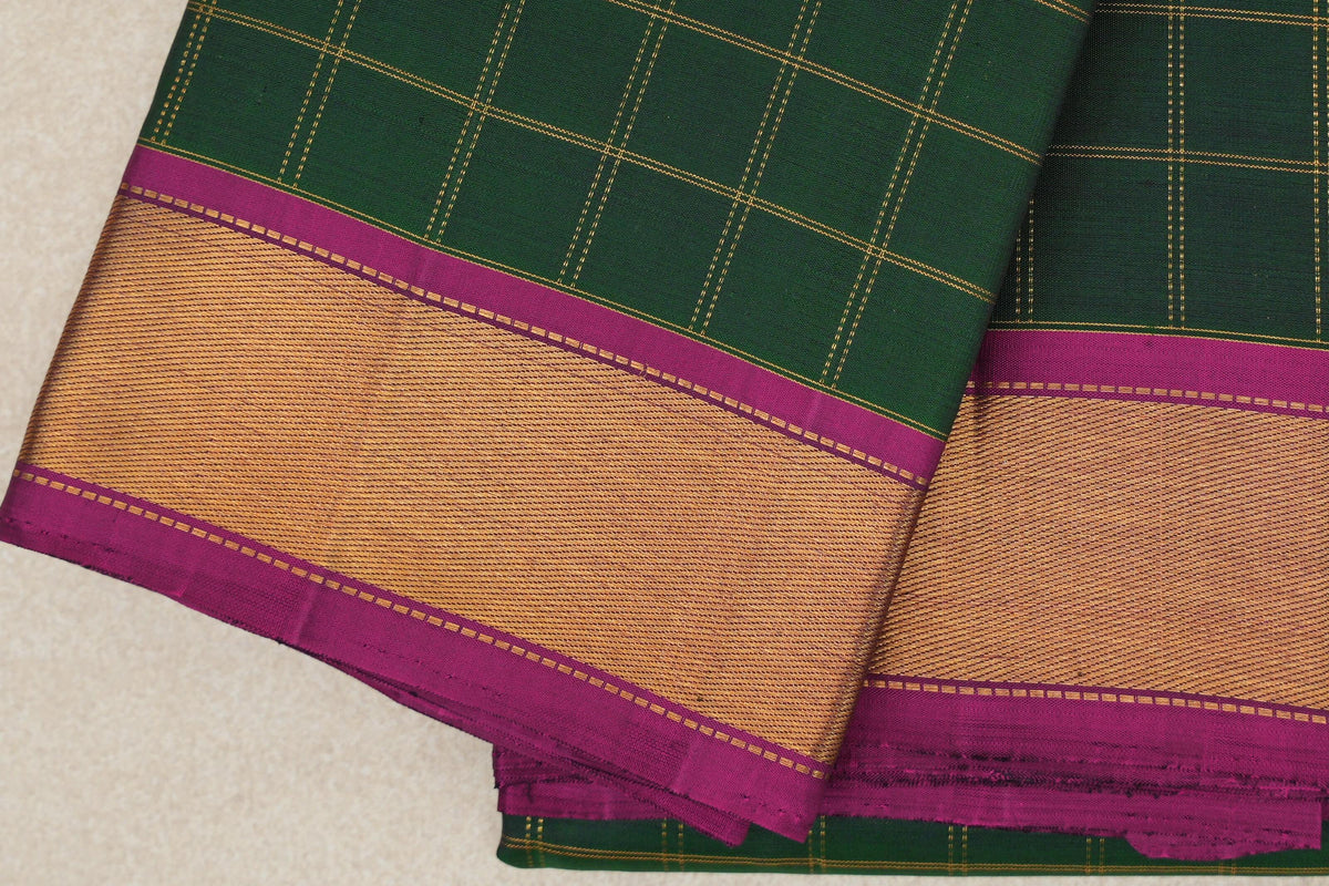 Deep Bottle Green Vintage Kanjivaram Silk Saree border