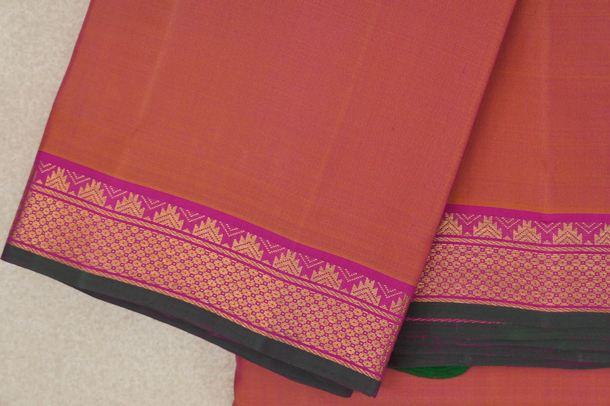Dual Tone of Yellow and Pink Vintage Kanjivaram Silk Saree border