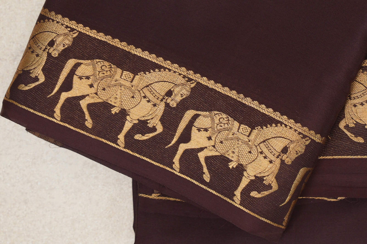 Coffee Bean Brown Mysore Silk Saree border