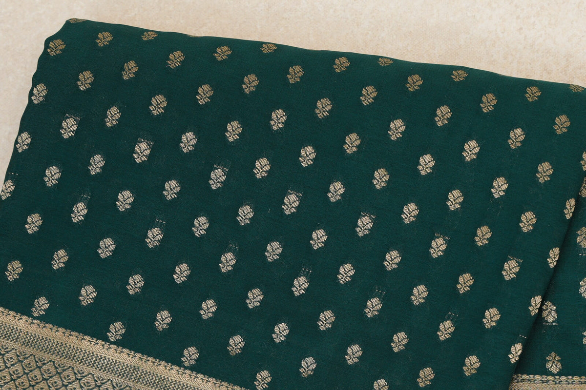 Deep Bottle Green Mysore Silk Saree body