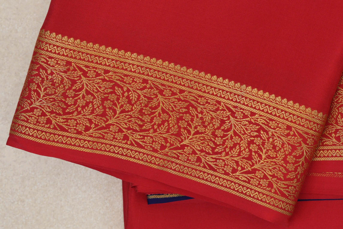Bright Red Mysore Silk Saree border
