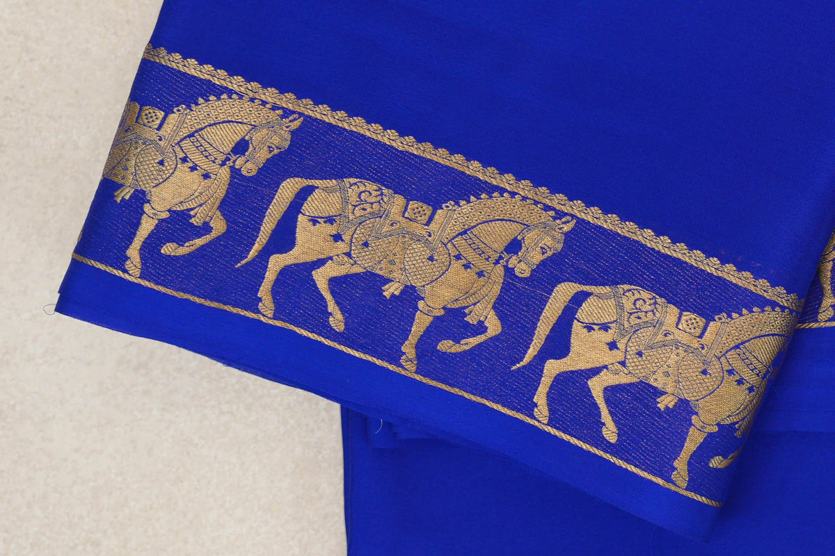 Bright Royal Blue Mysore Silk Saree border