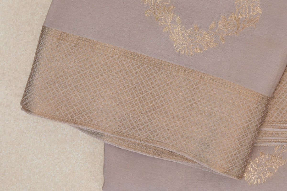 Light Sandal Beige Mysore Silk Saree border