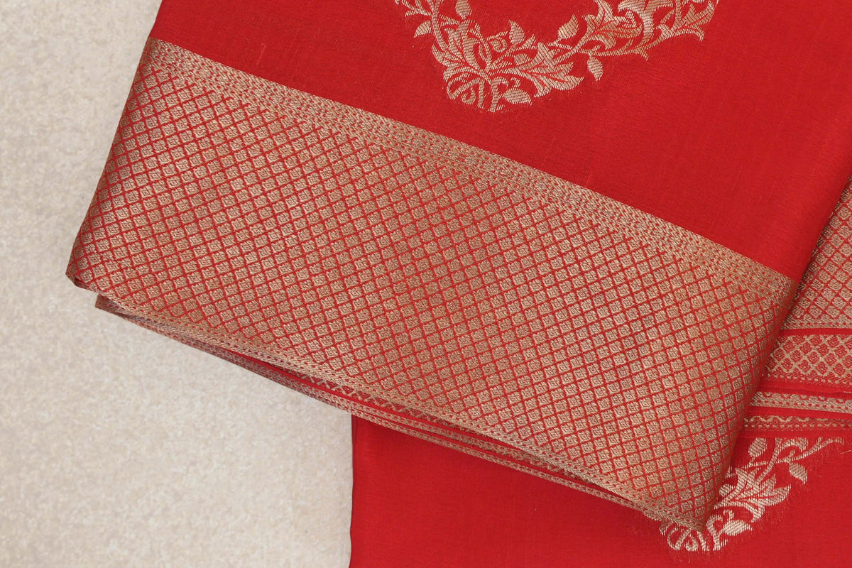 Bright Red Mysore Silk Saree border