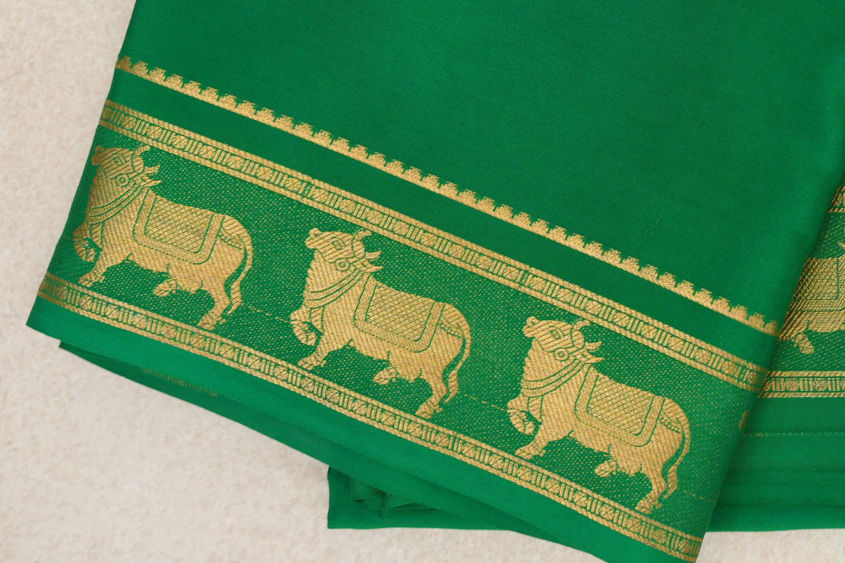 Leaf Green Mysore Silk Saree border