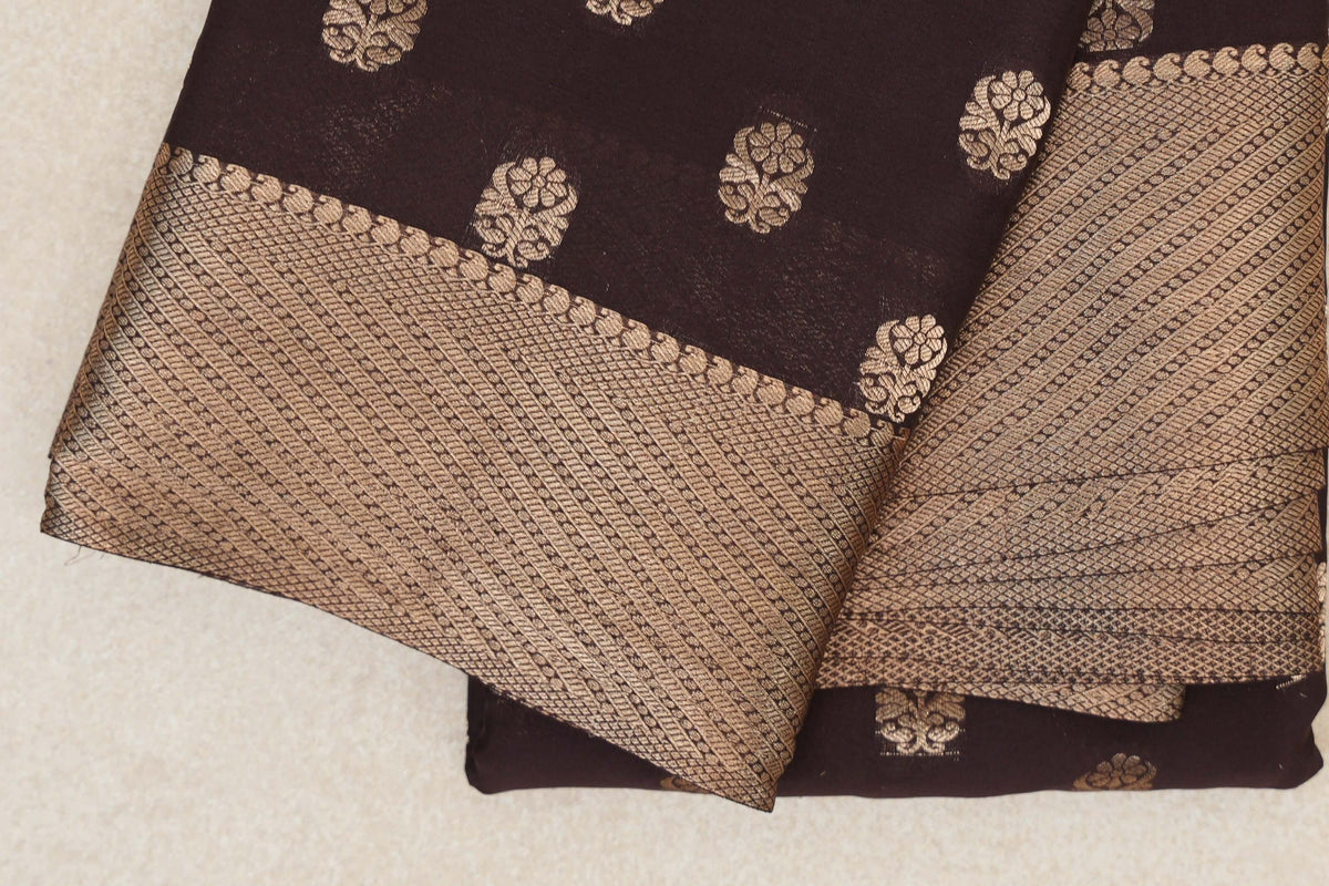 Dark Coffee Brown Mysore Silk Saree border