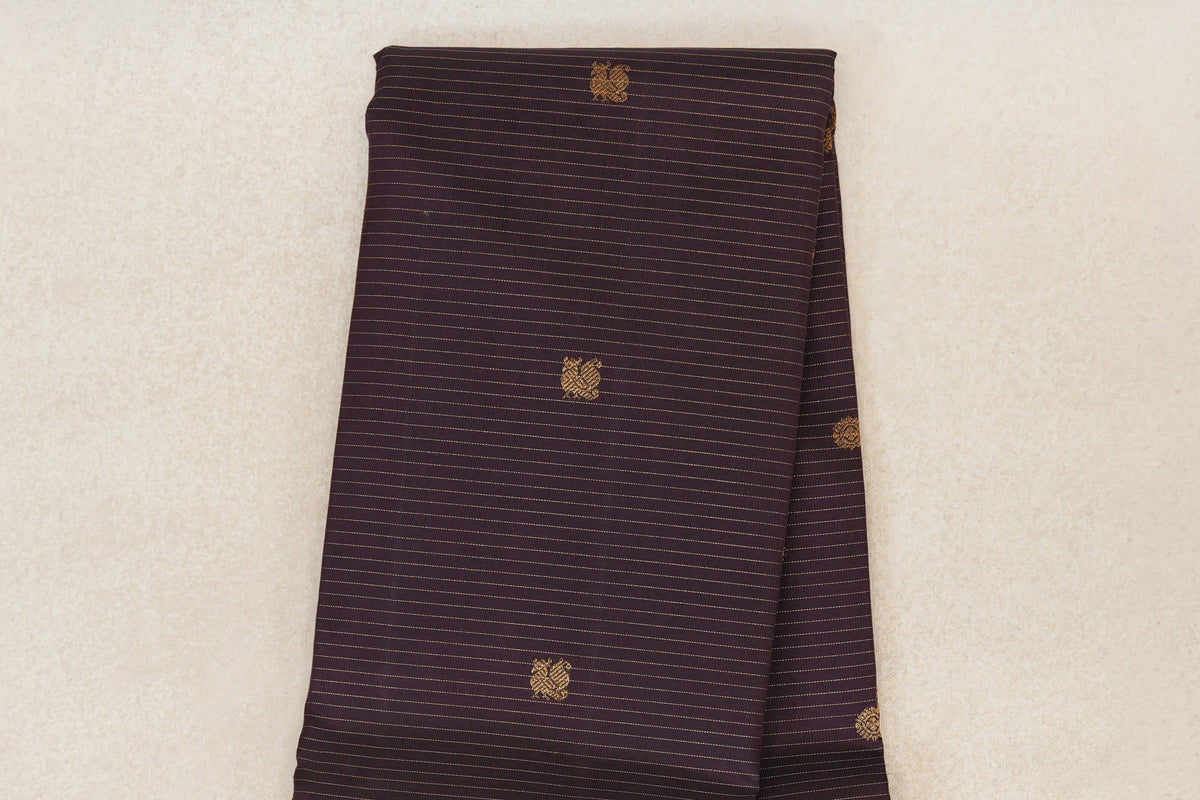 Deep Plum Brown Vaira Oosi with Rettai Pettu Vintage Kanjivaram Silk Saree body