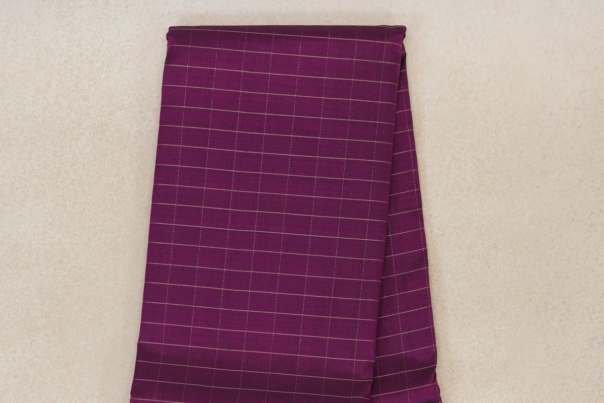 Deep Magenta Purple with Cream with Light Parrot Green Selvedge Borders Vintage Kanjivaram Silk Saree body