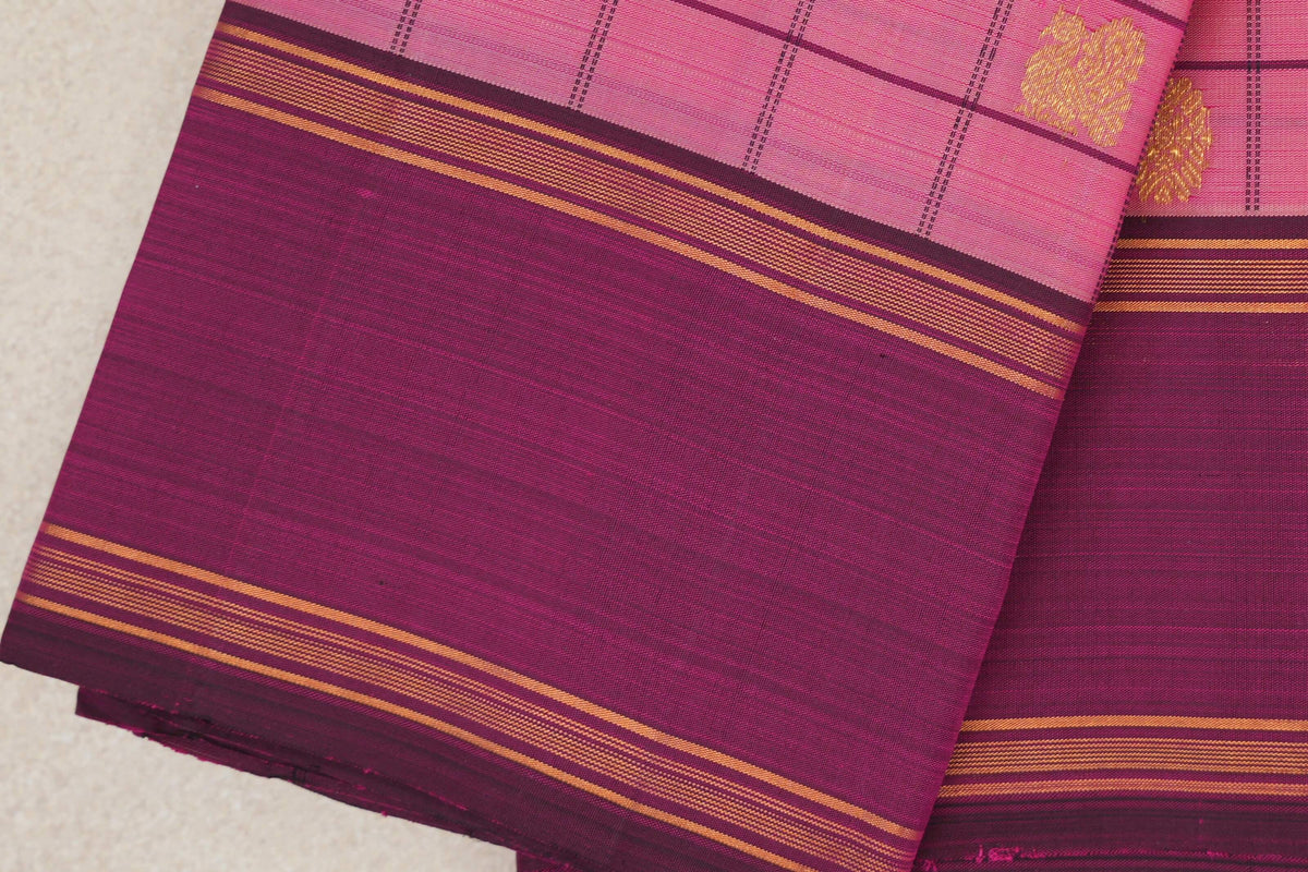 Dusty Pink Vintage Kanjivaram Silk Saree borders 