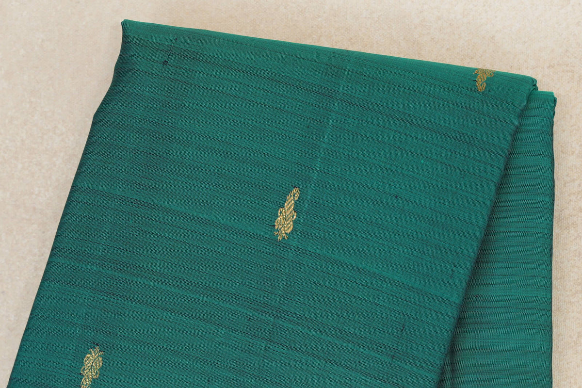 Peacock Green with Dark Purple with Dark Bottle Green Selvedge Borders Vintage Kanjivaram Silk Saree body