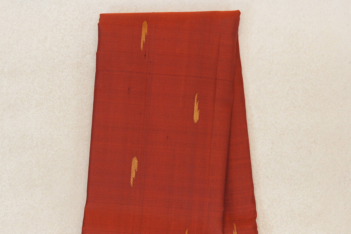 Rust with Deep Royal Blue with Magenta Selvedge Borders Vintage Kanjivaram Silk Saree body