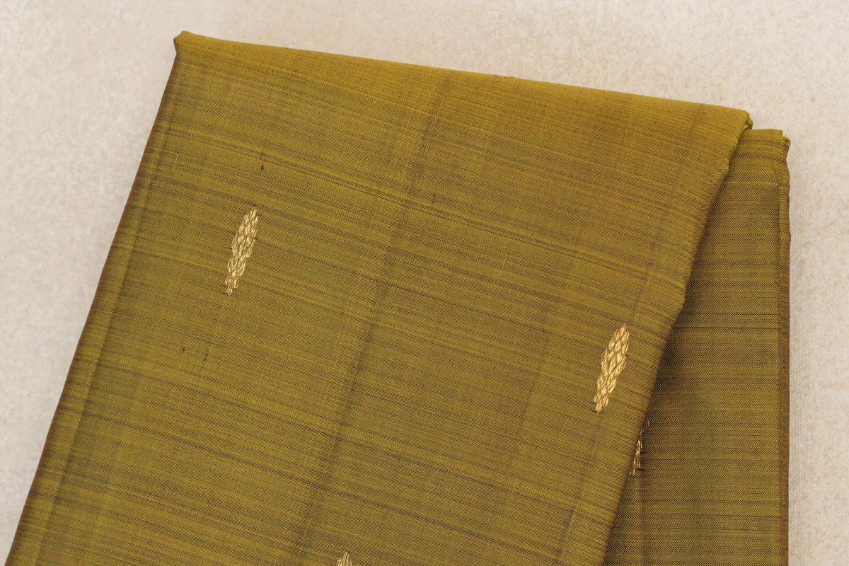 Mehendi Green with Dark Purple with Dark Bottle Green Selvedge Borders Vintage Kanjivaram Silk Saree body