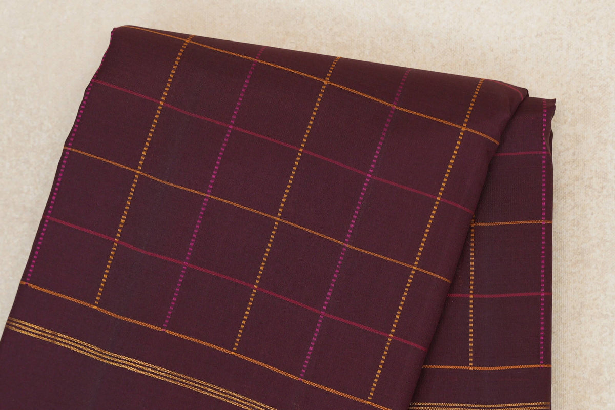 Wine Maroon with Rettai Pettu Borders Vintage Kanjivaram Silk Saree body