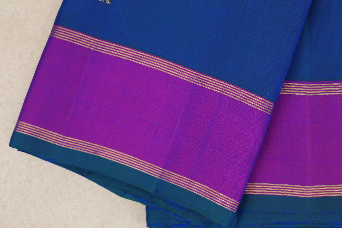 Peacock Blue Vintage Kanjivaram Silk Saree border