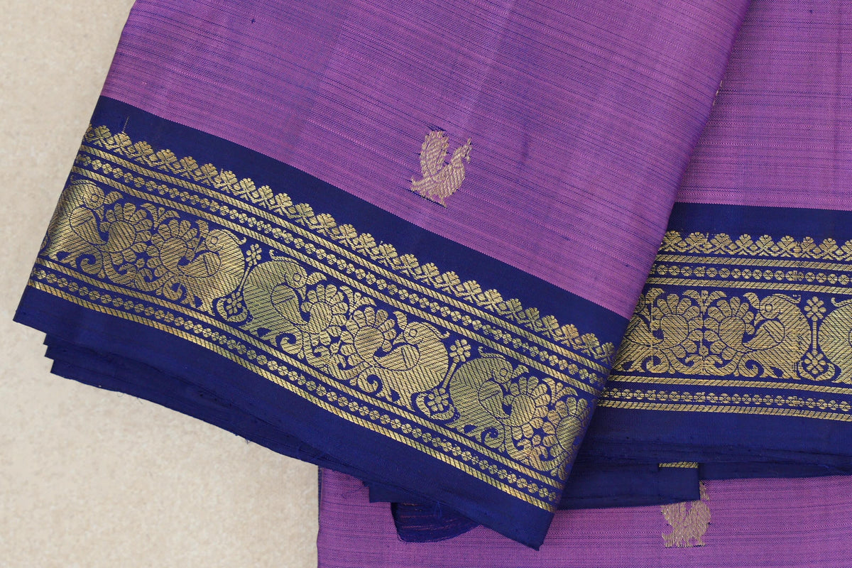 Lavender Vintage Kanjivaram Silk Saree border